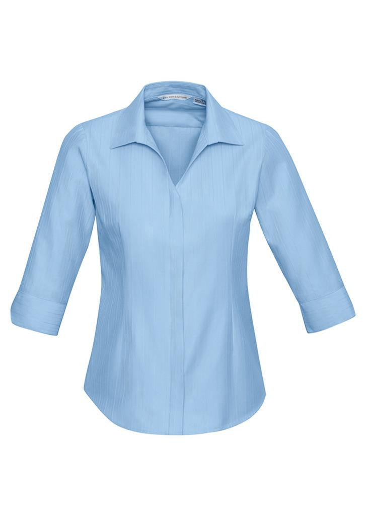 Biz Collection-Biz Collection Preston Ladies 3/4 Sleeve Shirt-Blue / 6-Uniform Wholesalers - 3