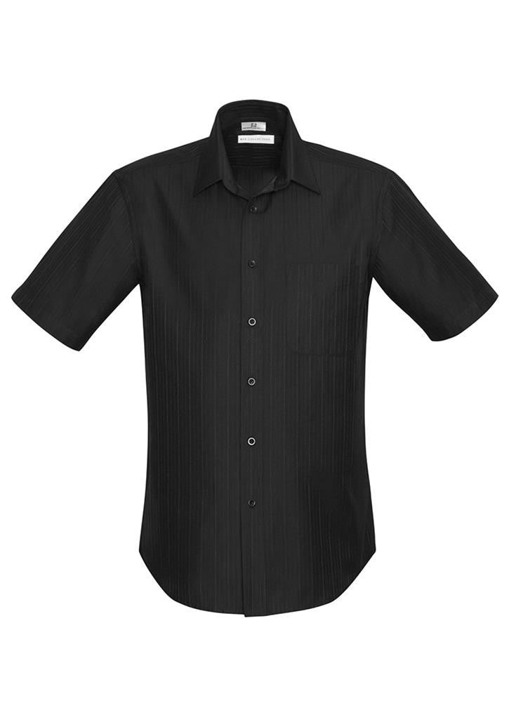 Biz Collection-Biz Collection Preston Mens Short Sleeve Shirt-Black / S-Uniform Wholesalers - 2