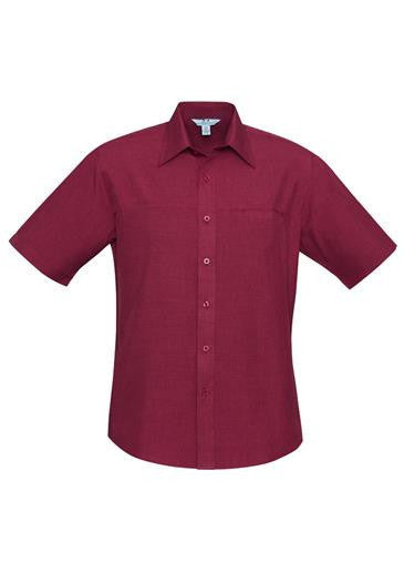 Biz Collection-Biz Collection Mens Plain Oasis Short Sleeve Shirt-Cherry / S-Uniform Wholesalers - 4