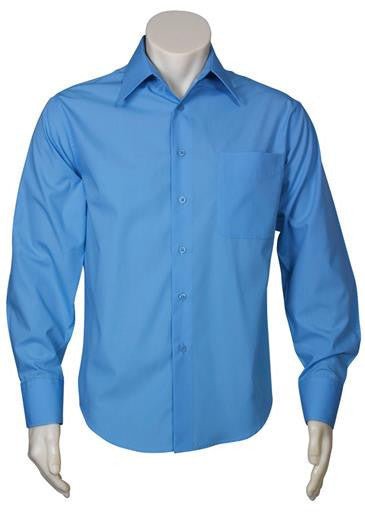 Biz Collection-Biz Collection Mens Metro Long Sleeve Shirt-Mid Blue / S-Uniform Wholesalers - 4