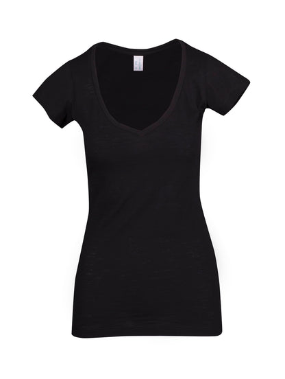 Ramo Ladies Raw Cotton Wave V Neck Tees (T918LD)