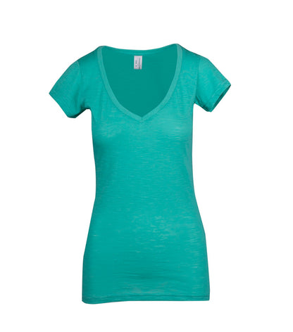 Ramo Ladies Raw Cotton Wave V Neck Tees (T918LD)