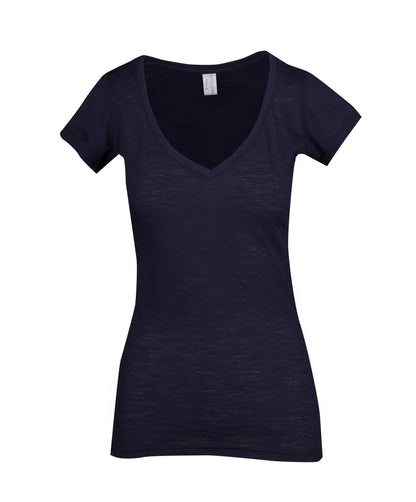 Ramo Ladies Raw Cotton Wave V Neck Tees (T918LD)