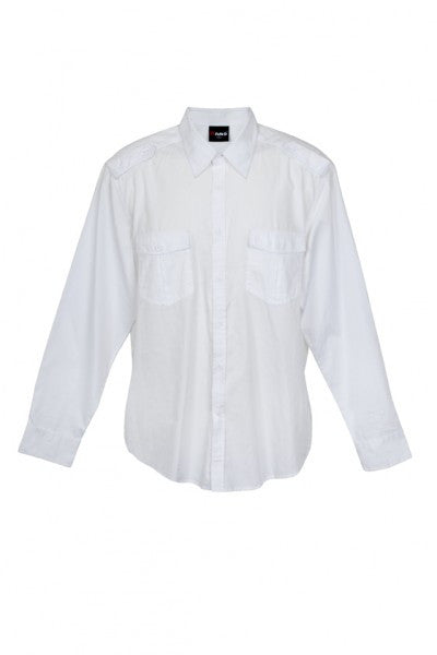 Ramo-Ramo Mens Military Long Sleeve Shirts-White / S-Uniform Wholesalers - 11