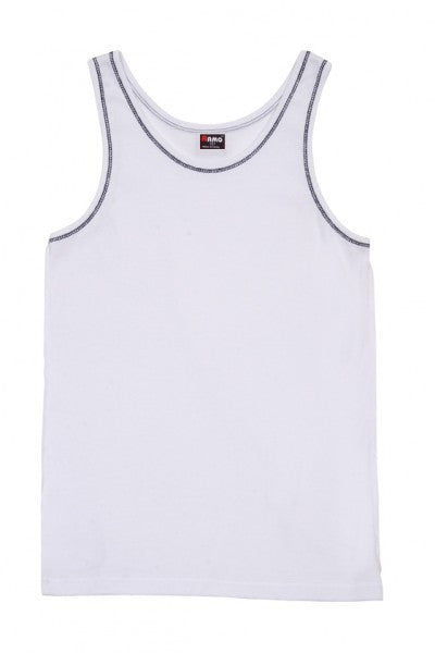 Ramo-Ramo Mens Rib Singlet-White/Black / S-Uniform Wholesalers - 12