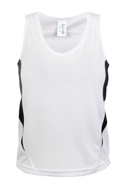 Ramo-Ramo Kids Accelerator Cool-Dry Singlet	(new)-White/Black / 4-Uniform Wholesalers - 12