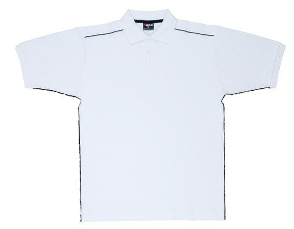 Ramo-Ramo Mens 100% Cotton Pique Knit With Piping-White/Black / S-Uniform Wholesalers - 2