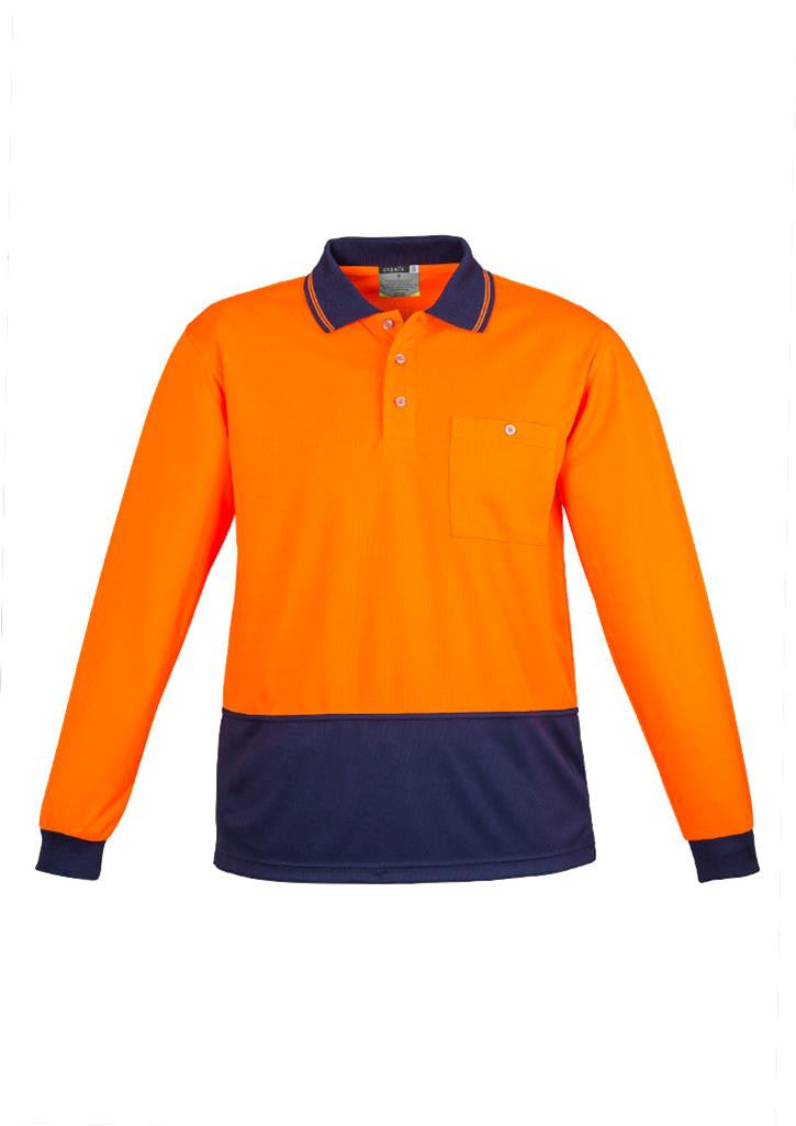 Syzmik-Syzmik Unisex Day Only Basic Polo - Long Sleeve-Orange/Navy / XXS-Uniform Wholesalers - 2