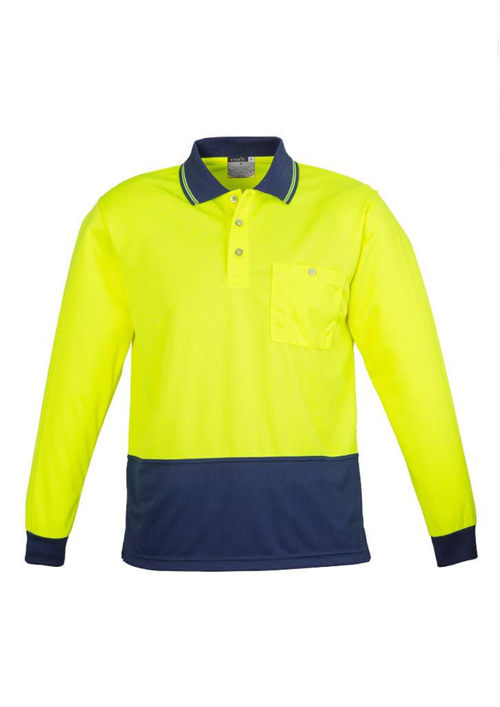 Syzmik-Syzmik Unisex Day Only Basic Polo - Long Sleeve-Yellow/Navy / XXS-Uniform Wholesalers - 3