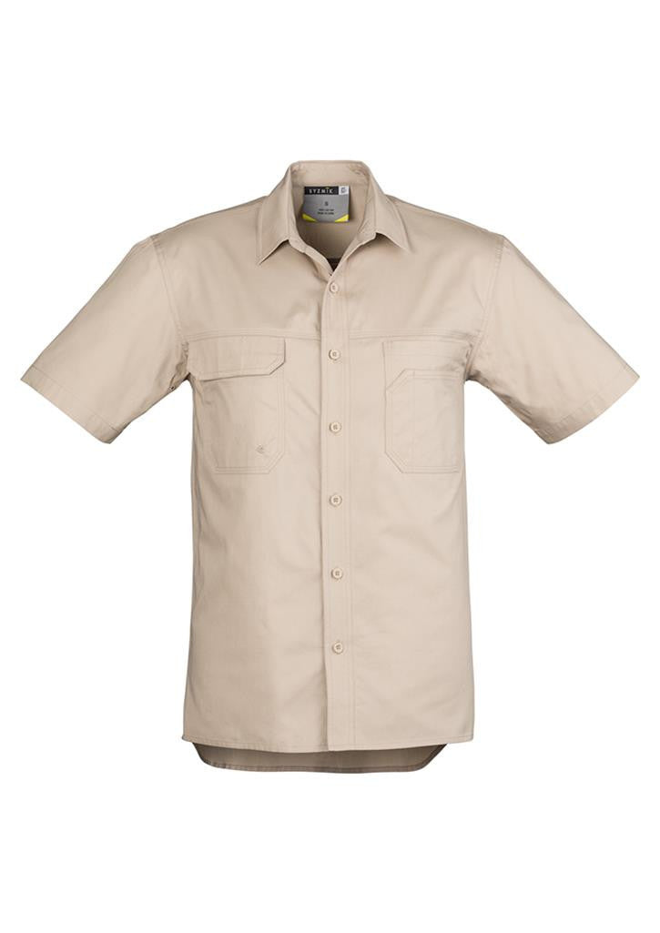 Syzmik-Syzmik Light Weight Tradie Gents Shirt - Short Sleeve-Sand / S-Uniform Wholesalers - 5
