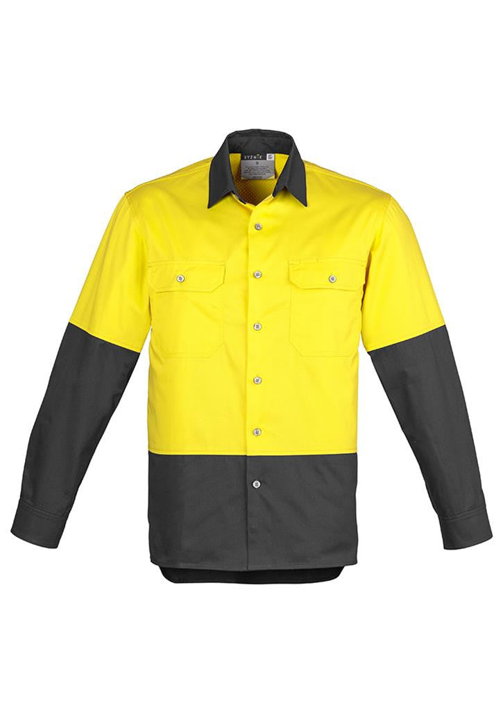 Syzmik-Syzmik Day Only Industrial Shirt-Yellow/Charcoal / S-Uniform Wholesalers - 5