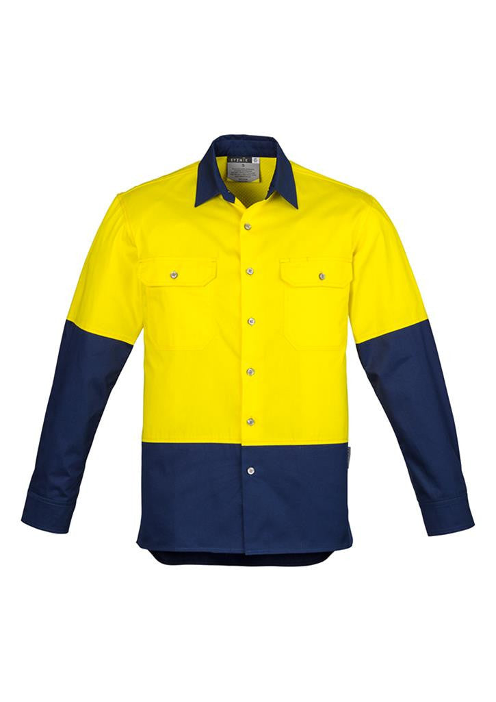 Syzmik-Syzmik Day Only Industrial Shirt-Yellow/Navy / S-Uniform Wholesalers - 3