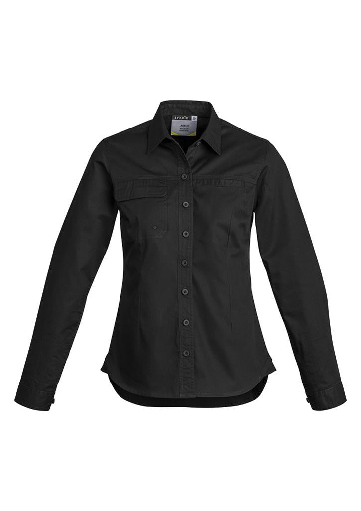 Syzmik-Syzmik Ladies Light Weight Tradie Shirt - Long Sleeve-Black / 8-Uniform Wholesalers - 2